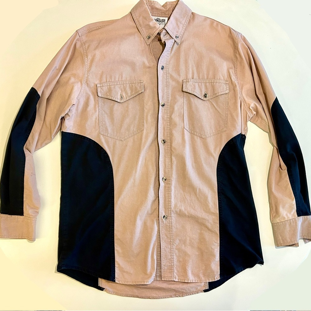 Vintage San Angelo Texas Collection Western Button Up Shirt Colorblock Black/Tan